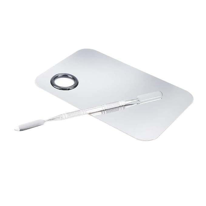 Professional Pro Stainless Steel Makeup Palette, Professional Cosmetic Mixing Makeup Palette Spatula Makeup Artist Tool, 1.0 Count
