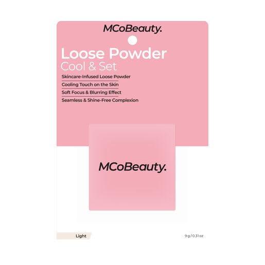 MCoBeauty - Loose Powder Cool & Set - Light Shade - Finely Milled Water-Based Setting Powder with Hyaluronic Acid, Glycerin & Vitamin E - Vegan, Cruelty Free Cosmetics - Face Makeup