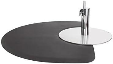 Buy-Rite 3β x 4β Anti-Fatigue Salon Mat - 1/2β Thick Semicircle Design with Chair Depression, Puncture-Proof & Low-Static Surface, Easy-Clean Floor Protection Mat for Stylists & Barbers - Black