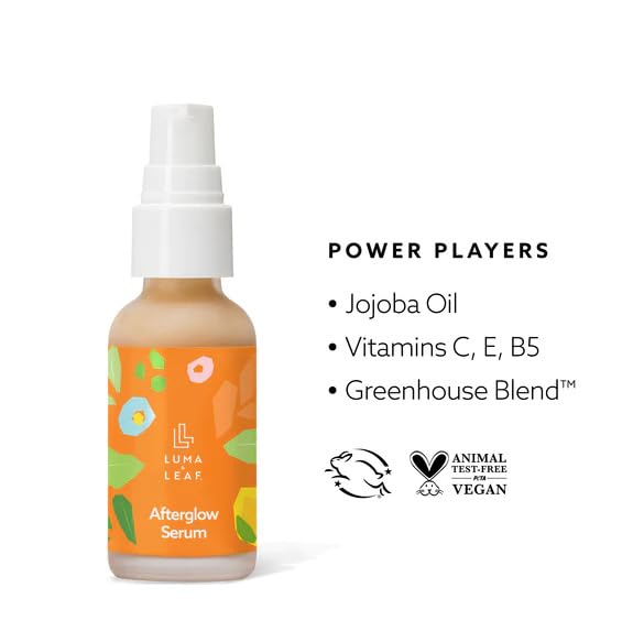 Vitamin C Serum for Face - LUMA & LEAF Brightening Serum with Jojoba Oil, Reduces Dark Spots, Uneven Skin Tone, Discoloration, and Sensitive Skin Care - 1 FL Oz