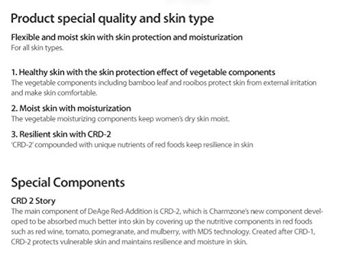 CHARMZONE DeAge Red Addition Emulsion, Korean Serum For Long Lasting Hydration, Smoothing Lines and Ultimate Nourishment (130ml/4.4 fl.oz)