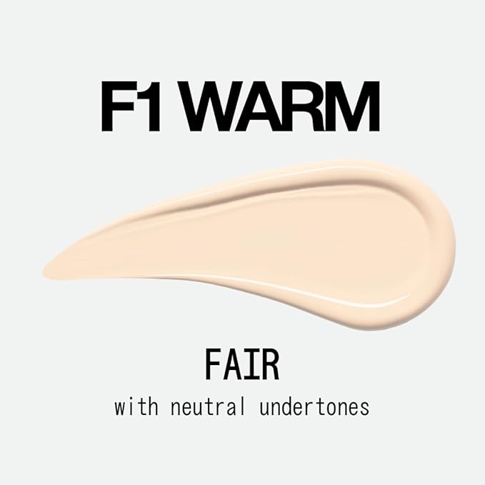 about-face THE PERFORMER Skin-Focused Foundation F1Warm – Medium Coverage, Long-Wear, Breathable & Buildable Base – Clean, Vegan, Hydrating Formula with Blue Agave & Chlorella – 1.08oz