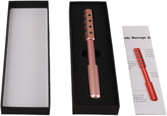 24-Stone Facial Roller - Cooling Face & Neck Massager Tool for Skin Rejuvenation | 360° Contouring with Germanium Stones & Aircraft Aluminum | Portable 7.6" Beauty Roller - Gold