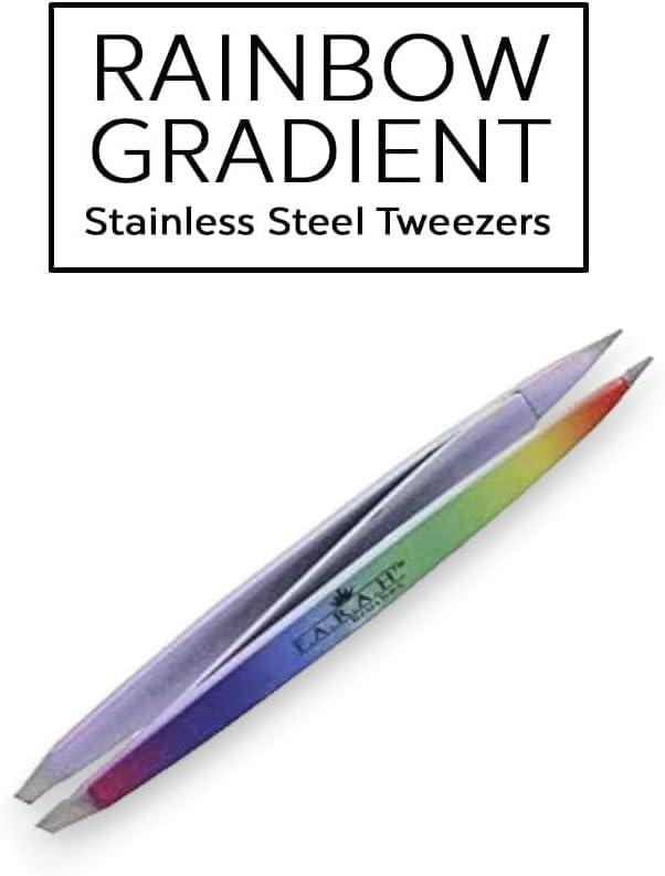 F.A.R.A.H Professional Z-Tweeze Dual Ended Tweezer - Rainbow Gradient Stainless Steel Tweezers