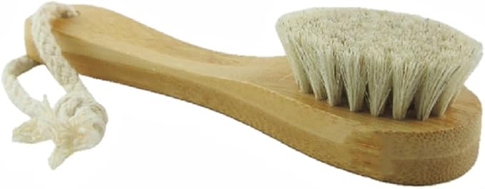 2 Pack 6" Bamboo Handle Dry Facial Cleansing Brush with Natural Soft Horsehair Bristles, Face Brush Cleanser Skin Care Exfoliating Brush Scrubber.