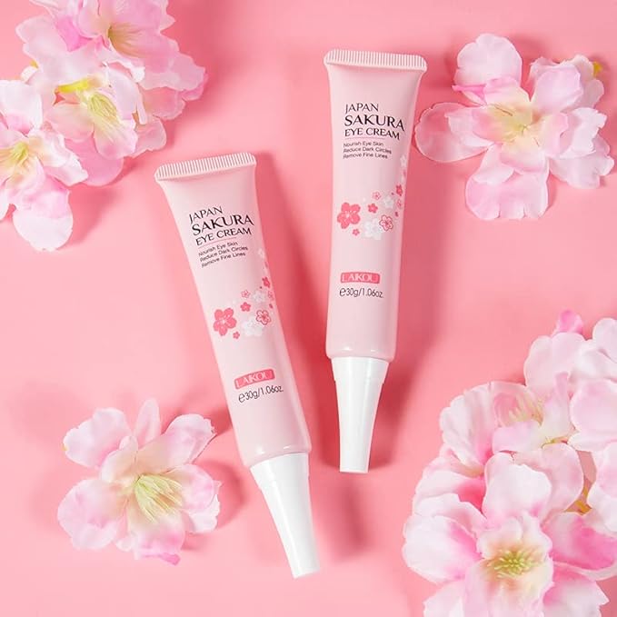 AKARY Sakura Eye Cream, Under Eye Cream to Reduce Dark Circles, Bags, Puffiness, Hydrate Undereye Area, Skincare Eye Cream with Hyaluronic Acid for All Skin Types