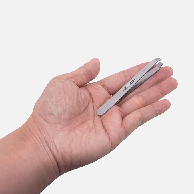 Beard Tweezers - Stainless Steel, Fine Hair Removal Tool, 5mm Tip, Clear Box 1Pack