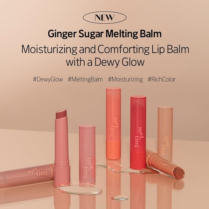 Etude Ginger Sugar Melting Balm Stick 04 Peanut Butter | Tinted Moisturizing Lip balm | Natural Ingredients Hydrate Ginger, Sugar, Shea Butter Moisturizing Relaxing Effect | K-Beauty