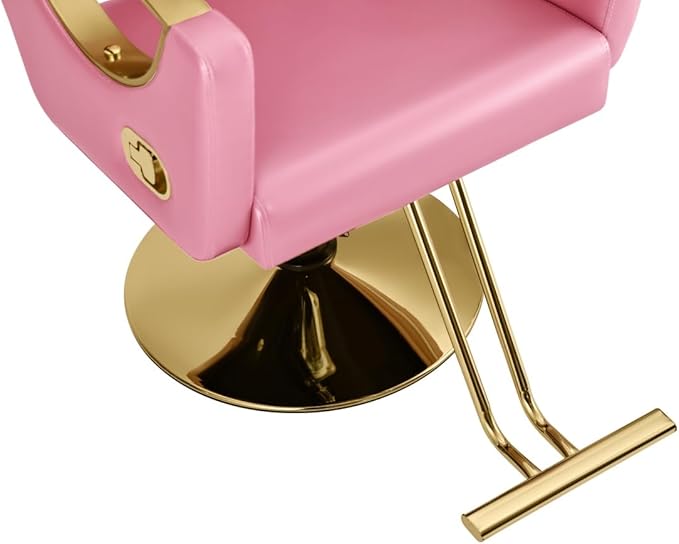 Pink Reclining Barber Chair Salon Chair 360 Degree Swivel Hair Chair Hydraulic Pump Cutting Tattoo Chair