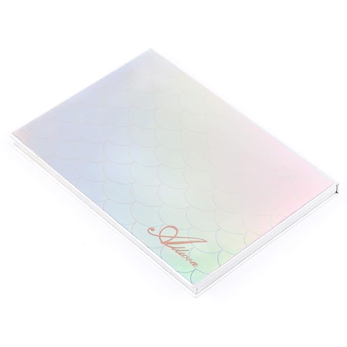 Magnetic Palette Mermaid Empty Makeup Palette with Mirror and 30Pcs Adhesive Empty Palette Metal Stickers for Eyeshadow Lipstick Blush Powder (Silver)