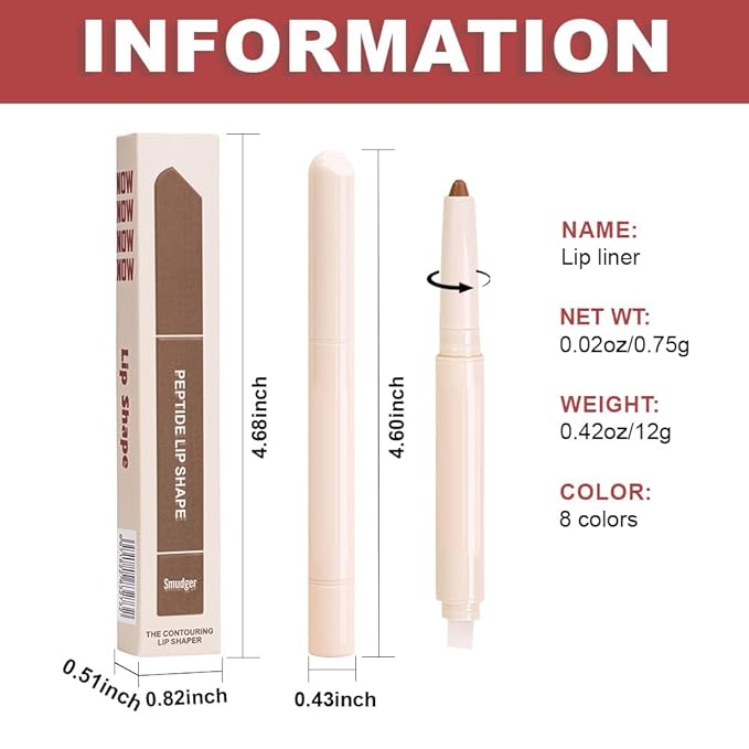 Plump Matte Crayon Lip Liner Pencil, Maroon Lipstick Lip Liners for Women, 24 Hour Long-Lasting Lip Gloss Makeup, With Silicone Smudger for Define Contours & Sculpting Lip, 05