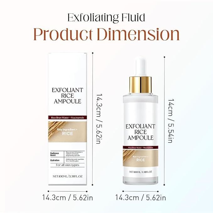 Rice Exfoliating Ampoule Set – Duo for Gentle Peel + Pore Minimizing & Deep Hydration, Exfoliant for All Skin Types (White+Black,)