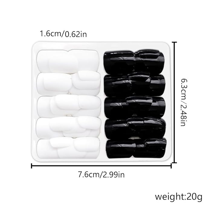 2 Packs 48Pcs Press on Nails Short Square Fake Nails Black White Acrylic Nails Solid Color False Nails Glossy Glue on Nails Reusable Artificial Nails Stick on Nails for Women Girls Nails Decoration