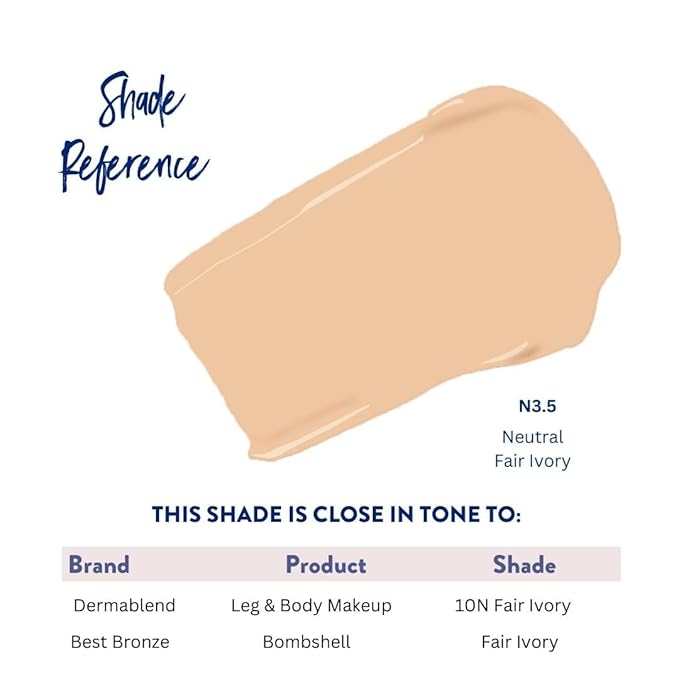 Best Bronze Bombshell Body Makeup - Tattoo Cover Up Makeup & Body Foundation Waterproof - Tattoo Concealer Waterproof for Scars, Varicose Veins Cover Up & Leg Foundation (N3.5 Fair Ivory)