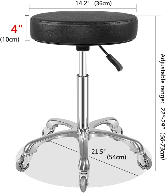 Rolling Stool with Wheels, Heavy Duty Hydraulic Massage Stool for Shop Guitar Lab Tattoo Workbench Medical, Adjustable Swivel Chair (Black)