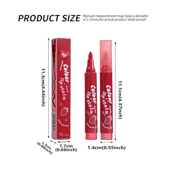 Lip Stain, Waterproof lip tint, Matte Color Look, Longlasting All Day Wear Lip Color, Smudge Proof Natural Finish, Precise Chisel Tip Marker,non sticky lip gloss,kiss proof lip color 04#