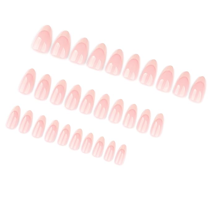 White French Tips Press On Nails Medium Almond, White French Soft Gel Stick On Nails, Designer Reusable Acrylic Nail Press Ons, Fake Nails With Glue On Nail, Wedding False Nail For Women