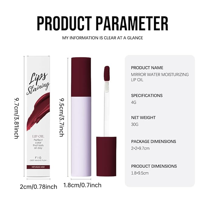 Nourishing High-Shine Lip Gloss,Hydrating & Moisturizing Lip Tint, Non-Sticky, Long-Lasting Glossy Lip Stain,Softens & Plumps Lips for Smooth,Gentle Formula for Dry Lips 04#Deep Mauve Plum