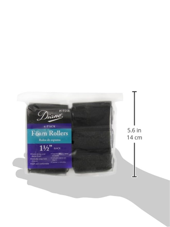 Diane Foam Rollers, Black, 1.5", 6/bag