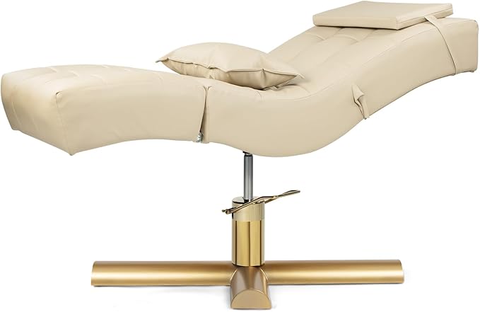 TATARTIST Curved Lash Bed Eyelash Extension Table High Density Sponge Comfortable Beauty Salon Treatment Table with Adjustable Backrest and Legrest (Light Khaki)