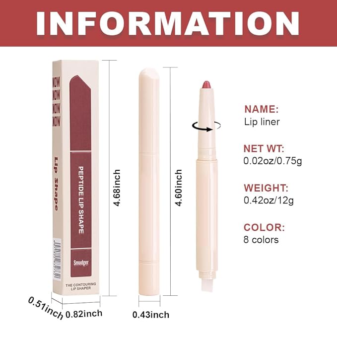 Plump Matte Crayon Lip Liner Pencil, Neutral Pink Lipstick Lip Liners for Women, 24 Hour Long-Lasting Lip Gloss Makeup, With Silicone Smudger for Define Contours & Sculpting Lip, 02