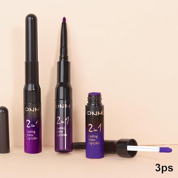 evpct 3Pcs Lavender Dark Violet Purple Matte Lip Liner & Liquid Lipstick Stain Makeup Set for Women, Lip Liner Stain Long Lasting Waterproof Smudge Proof, Cruelty Free Lip Makeup 24 hours originales