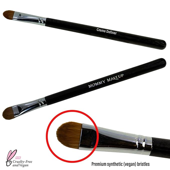 Creme Definer Eyeshadow Brush (1 Pc) Soft & Thick Premium Synthetic Vegan Bristles, Flat Cream Eye Shadow Brush for Makeup Artist-Quality Results, Cruelty-Free by Mommy Makeup