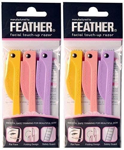 Feather Flamingo Facial Touch-up Razor (3 Razors X 2 Pack)