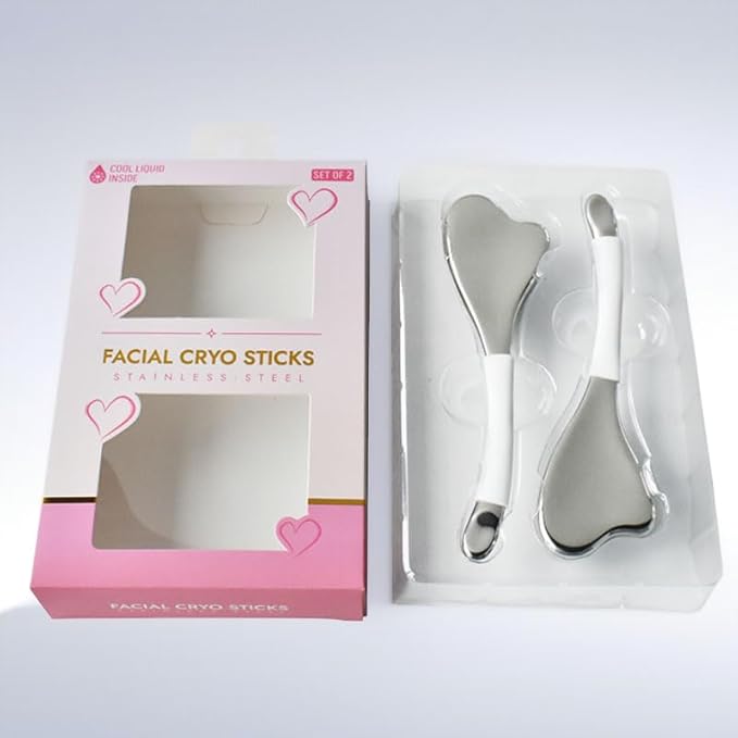 Ice Globes for Face & Eyes, Unbreakable Stainless Steel Cryo Massagers for Skincare Routines, Multifunctional Cold Roller Cooling Globes for Puffiness, Sagging Skin, and Facial Relaxation