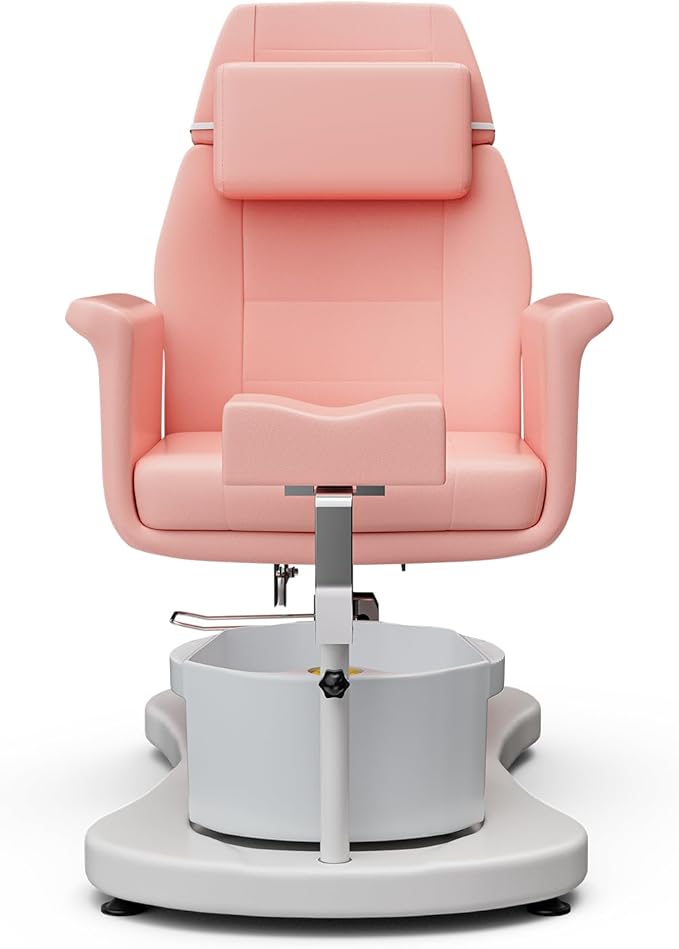 VARONXE Pedicure Chair for Nail Tech No Plumbing, Portable Pedicure Station for Foot Spa w/Pedicure Stand and Massage Foot Bath, Professional Gel Jelly Pedicure Chairs, Pink