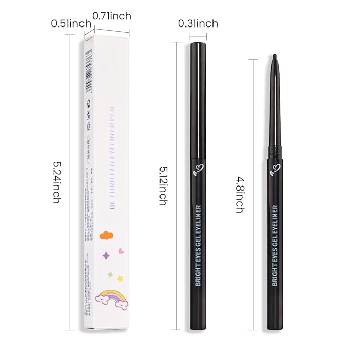 Kaely 1.5mm Skinny Gel Eyeliner Pencil,Black Cat Eye Liner Makeup Pen,Cream Smooth Eyeliner Crayon,delineador de ojos contra el agua,Waterproof Long Lasting 16 Hour Wear,Vegan & Cruelty Free,01