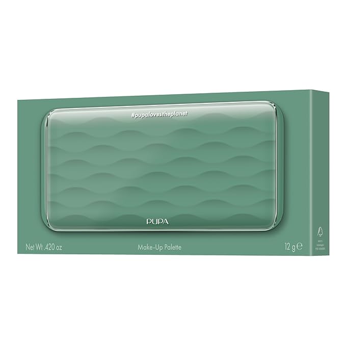 Pupa Milano Make-Up Palette M, 002 Green, 0.42 oz - Eyeshadow Palette with Matte, Shimmer, Metallic Finishes - Highly Pigmented Eyeshadow, Blush Palette - 11 Blendable Eye Makeup Shades - Talc-Free