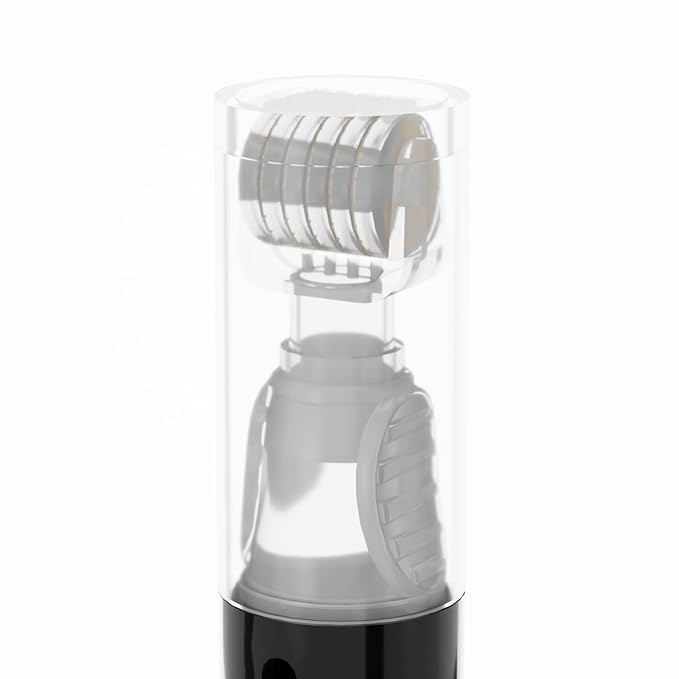 Derma Roller with Liquid Reservoir Serum Applicator for Lips, Skin, Hair, Wrinkles, Beard, Easy to Use Face Roller Skin Care Tools Without Serum, 105 Titanium Needles 0.25 mm