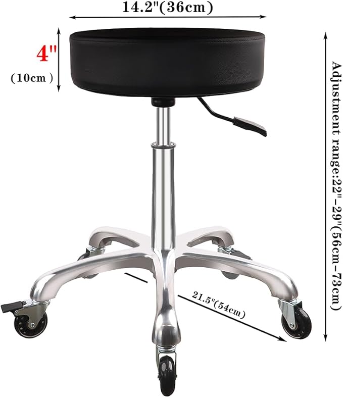Rolling Stool with Wheels, Adjustable Heavy Duty Hydraulic Stool for Shop Medical Tattoo Spa Guitar, Swivel Chair(Black)