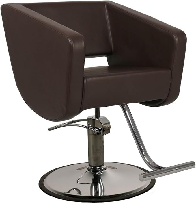 Pagani Wide Salon Styling Chair in Mocha (Brown), Round Chrome 360° Swivel Hydraulic | Minerva Beauty