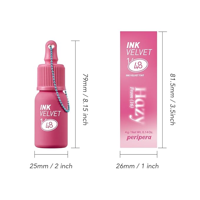 Peripera Ink the Velvet Lip Tint - High Pigment Color, Longwear, Weightless, Not Animal Tested, Gluten-Free, Paraben-Free (048 100 HEARTS)