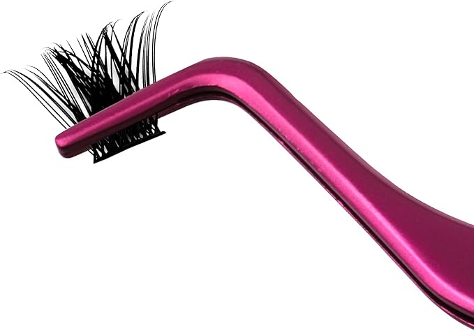 FADLASH Lash Tweezers for Individual & Cluster Lashes, 2pcs DIY Eyelash Extension Supplies, Lash Applicator Tool, Eyelash Tweezers for False Lash Extension, Pink & Rose Gold