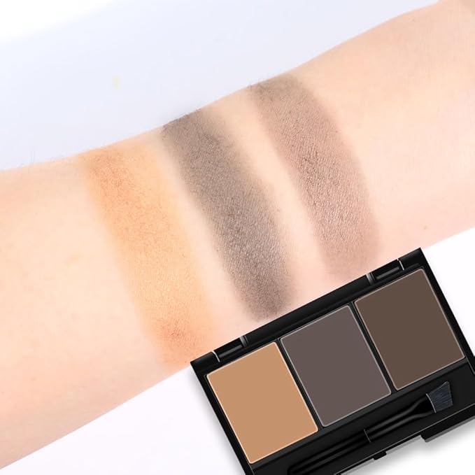 Eyebrow Powder Dark Light Brown Grey Kit,Eye Brow Powder for Women with Brow Brush,Long-Lasting Waterproof Three Colors Brow Filler Get Full Defined Natural Brows,Brown Eyebrow Powder Makeup