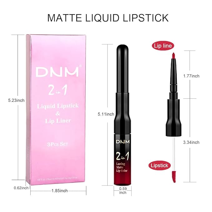 evpct 3Pcs Ruby Bright Dark Deep Red Lip Stain Lipstick with Lip Liner, Burgundy Red Matte Lip Liner and Liquid Lipstick Set for Women Long Lasting Waterproof 24, 24 Hours Lip Sitck Paint