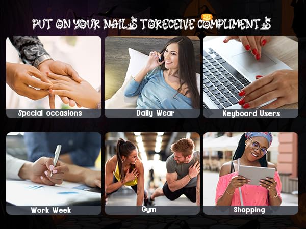 Halloween Press On Nails - Pumpkin Specter, Gray Cat Eye Halloween Nails, Acrylic Short Square Glue On Nails with Nail Glue, Fit Perfectly & Natural Stick On Nails in 16 Sizes - 32PCS Soft Gel Kit