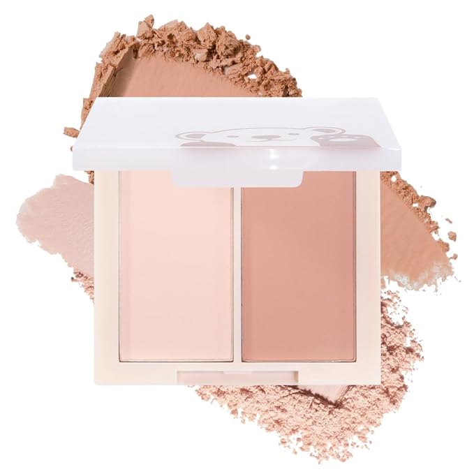 Dual Matte Powder Blush Palette – Nude Beige & Light Brown – Matte Natural Blush for Women, Buildable & Long Lasting Face Blush Makeup, Lightweight Vegan Cheek Blush for All Skin Tones 03#