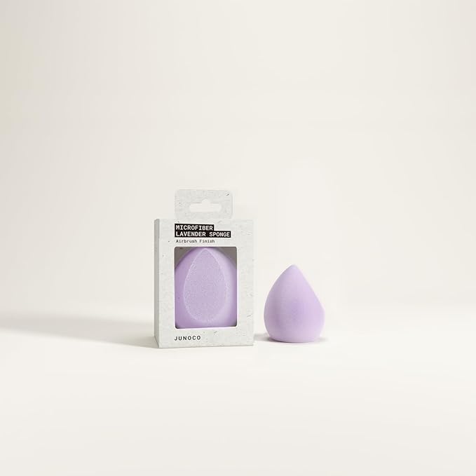 JUNO & Co. Microfiber Makeup Sponge, Dual Layer Technology for Full Coverage Flawless Makeup Blender for Foundation, Powder and Cream (Lavender Style and Purple Color)
