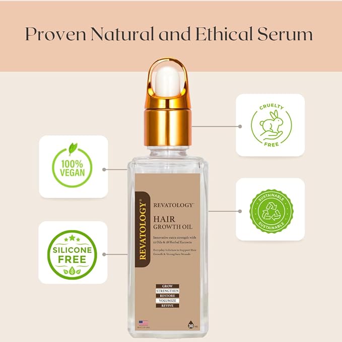 REVATOLOGY Hair Growth Oil for Adults (Made in USA) pre-rinse Formula with 30 Oils and Herbal extracts Reduces Hair Fall, Boosts Regrowth & Strengthens Roots | Cruelty & Chemical Free