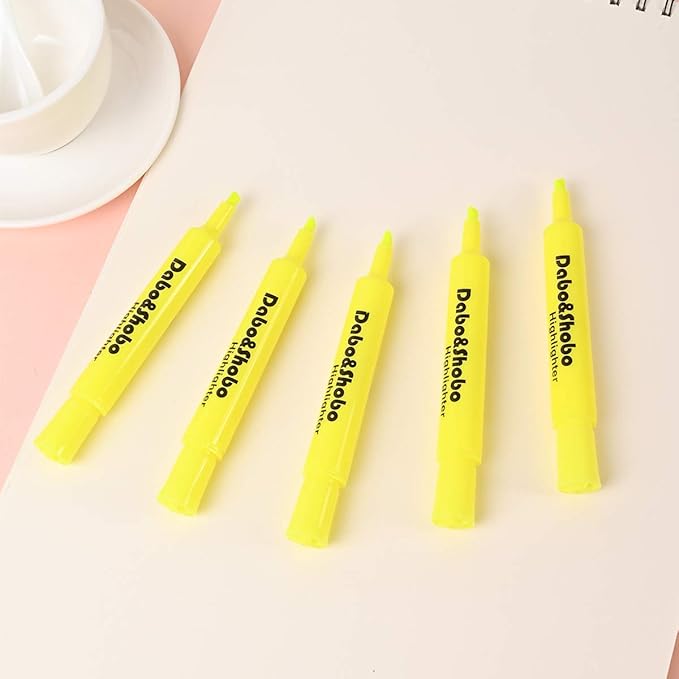 Dabo&Shobo Yellow highlighter, 24 Pack -bright color, chisel tip, for Adults Kids Highlighting in the Home School Office, Tank Style