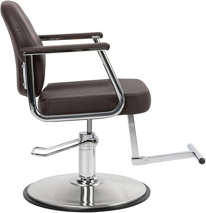 Zaria Wide Salon Styling Chair, Round Chrome 360° Swivel Hydraulic | Minerva Beauty (Espresso)