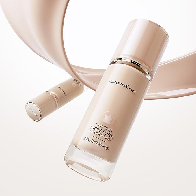 CARSLAN Lasting Moisture Foundation, 24H Longlasting Medium Coverage Dewy Finish Face Makeup, Poreless, Lightweight, Hydrating Liquid Foundation For Dry Skin, M01