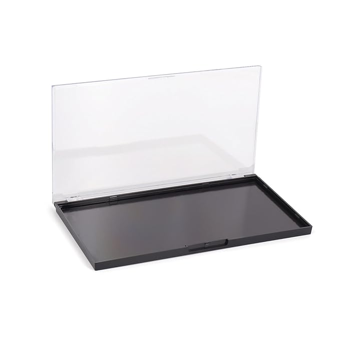 Magnetic Makeup Palette with Clear Top, 3Pack Empty Eyeshadow Pan Dispensing Storage Box with 60Pcs Adhesive Metal Stickers for DIY Cosmetics Lipstick Blush Powder-7.71”X4.33”Palette