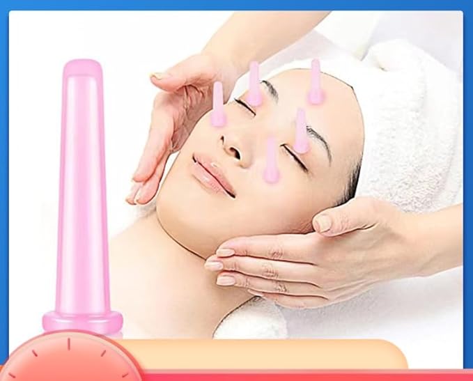 4Pcs Massage Cupping Set Silicone Mini Facial Cups Face Massager Helper Skin Care Neck Back Eyes Massaging Cup Safe to Use, Don't Worry About Burns Health Care Products (Blue)