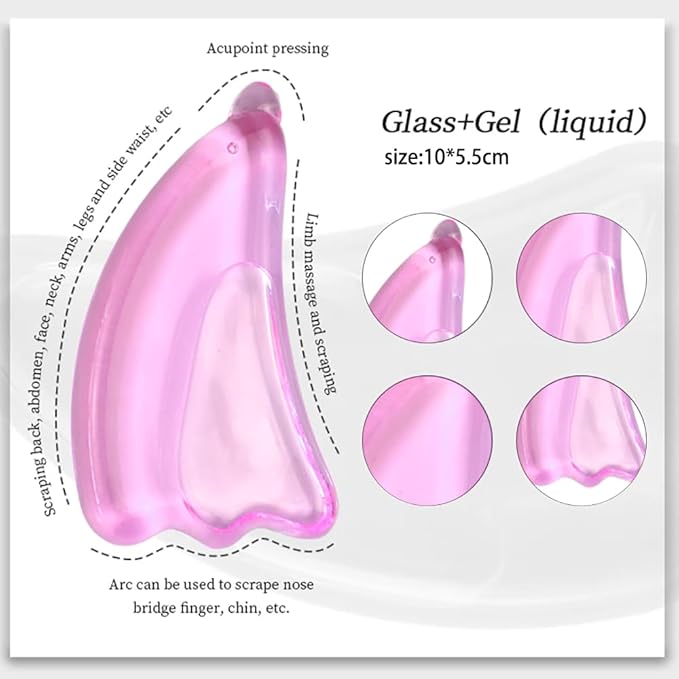 Reusable Glass guasha, hot and Cold Compress guasha for Puffiness and Redness Reducing Skin Care Routine, Self Care Gift for Men Women (Clear)