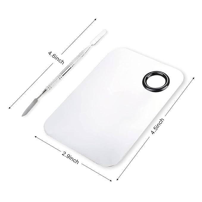 Makeup Mixing Palette, Upgrad Stainless Steel Metal Foundation Palette with Spatula Artist Tool for Mixing Foundation Nail-Art, Size 4.5x2.9 in(2 Pcs)